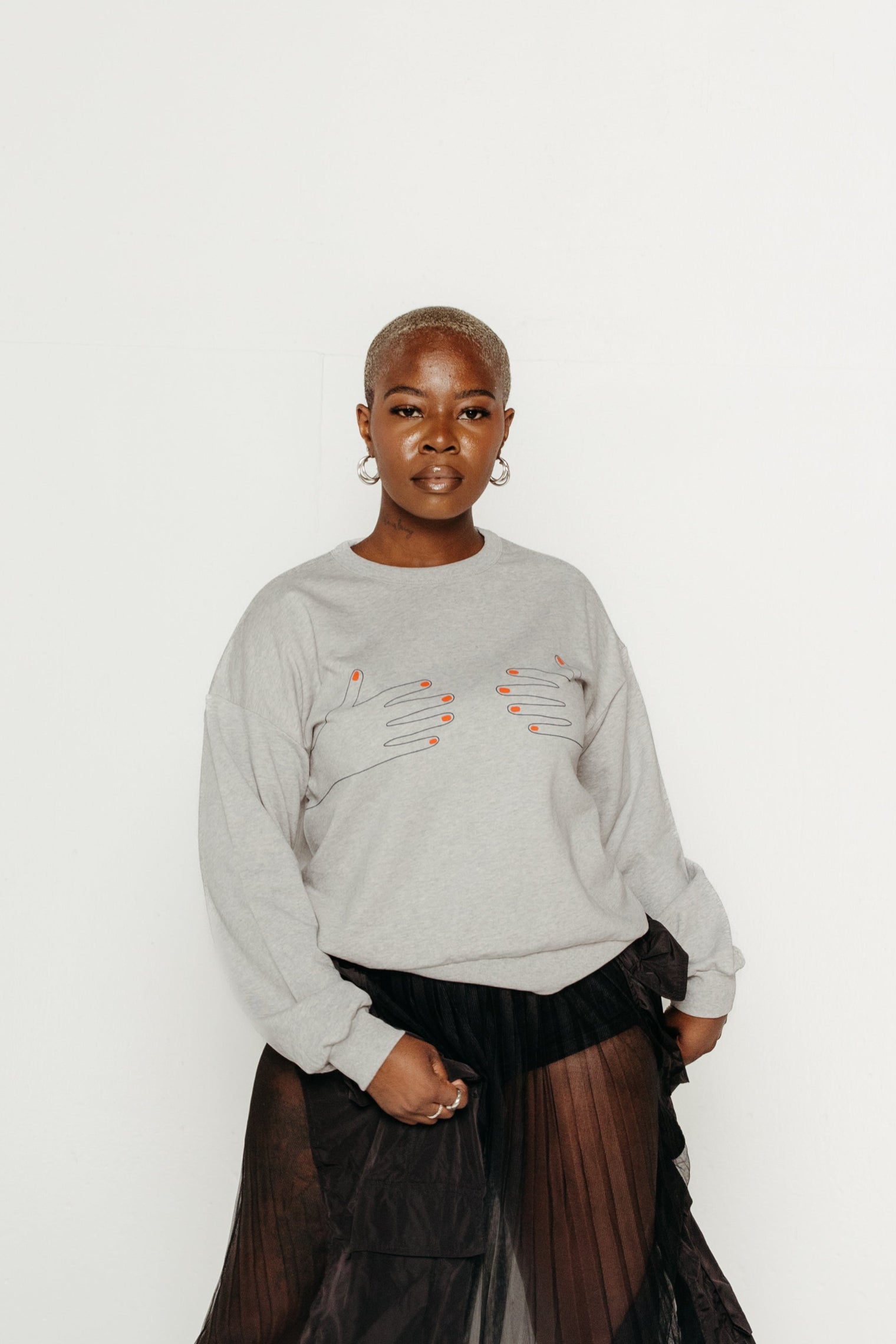 Nails Sweatshirt Light Grey Heather Women's Tops The Tiny Big Sister