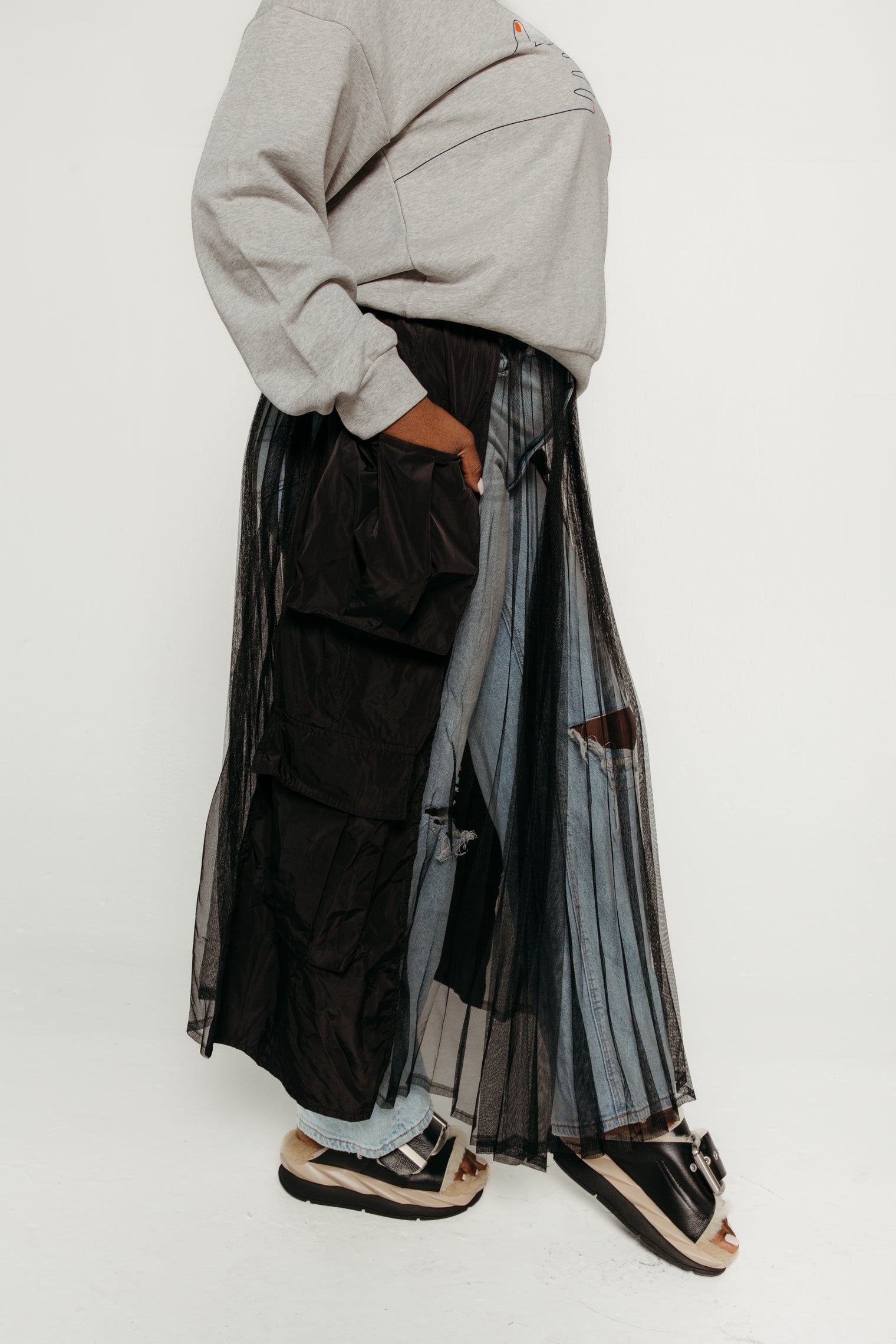 Pleated Mesh Cargo Skirt Women's Bottoms Skirt Esthé