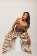 Nova Baggy Striped Pant Brown Stripes Women's Bottoms Tach Clothing