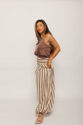 Nova Baggy Striped Pant Brown Stripes Women's Bottoms Tach Clothing