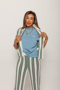 Omnia Sol Dark Dusk Lena Tee Blue Women's Tops Thinking Mu
