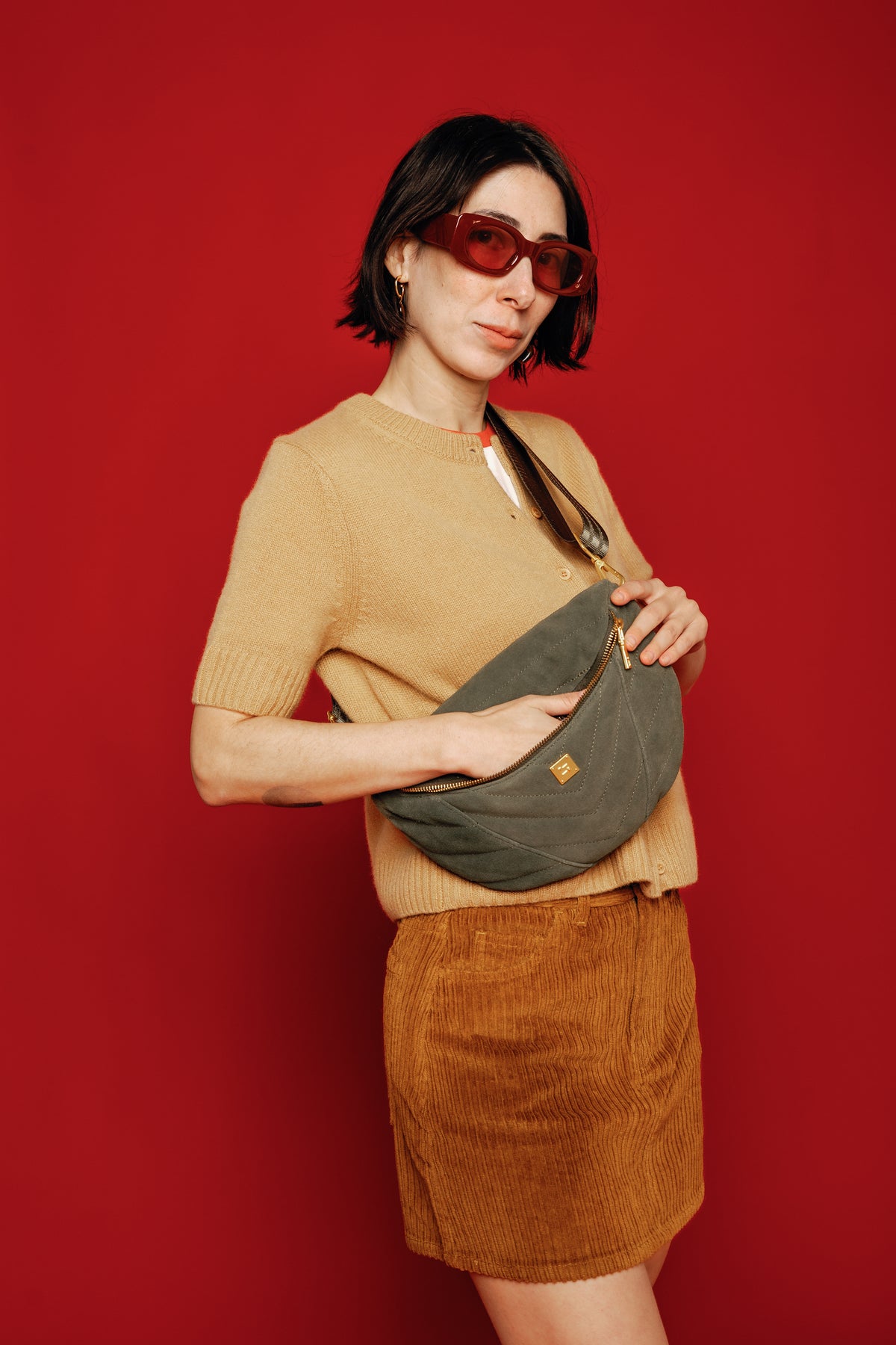 Little Runaway Olive Suede Branch Gifts + Accessories Bags Think Royln