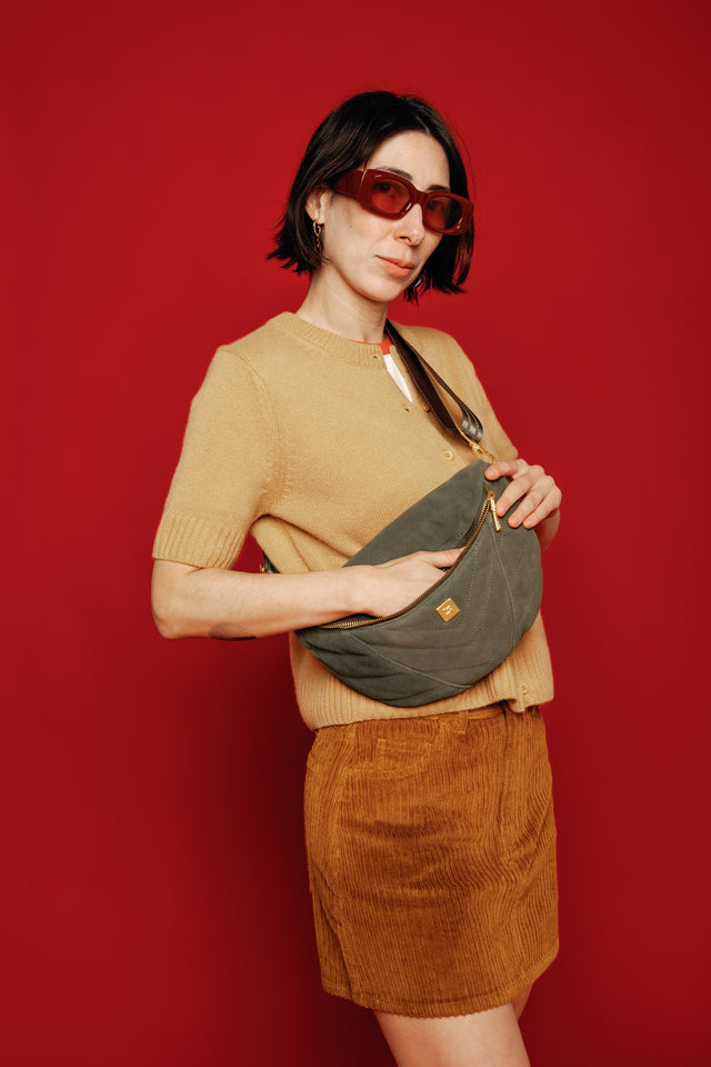 Little Runaway Olive Suede Branch Gifts + Accessories Bags Think Royln