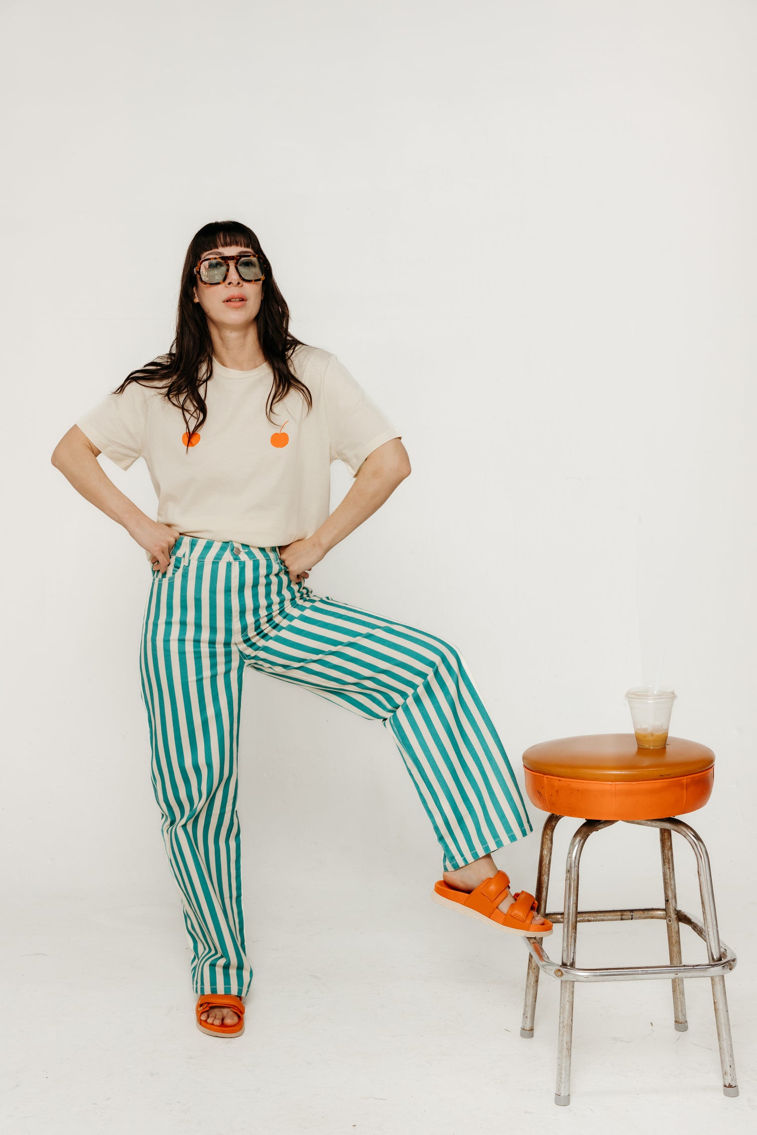 Cherries Tee Light Cream Women's Tops The Tiny Big Sister