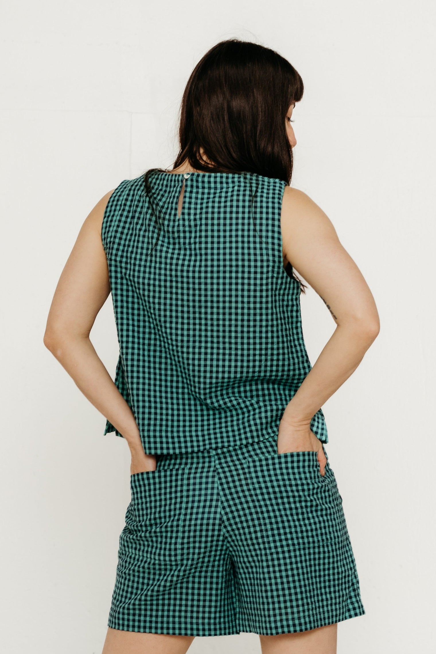 Pippa Sleeveless Top Gingham Women's Tops Bibico