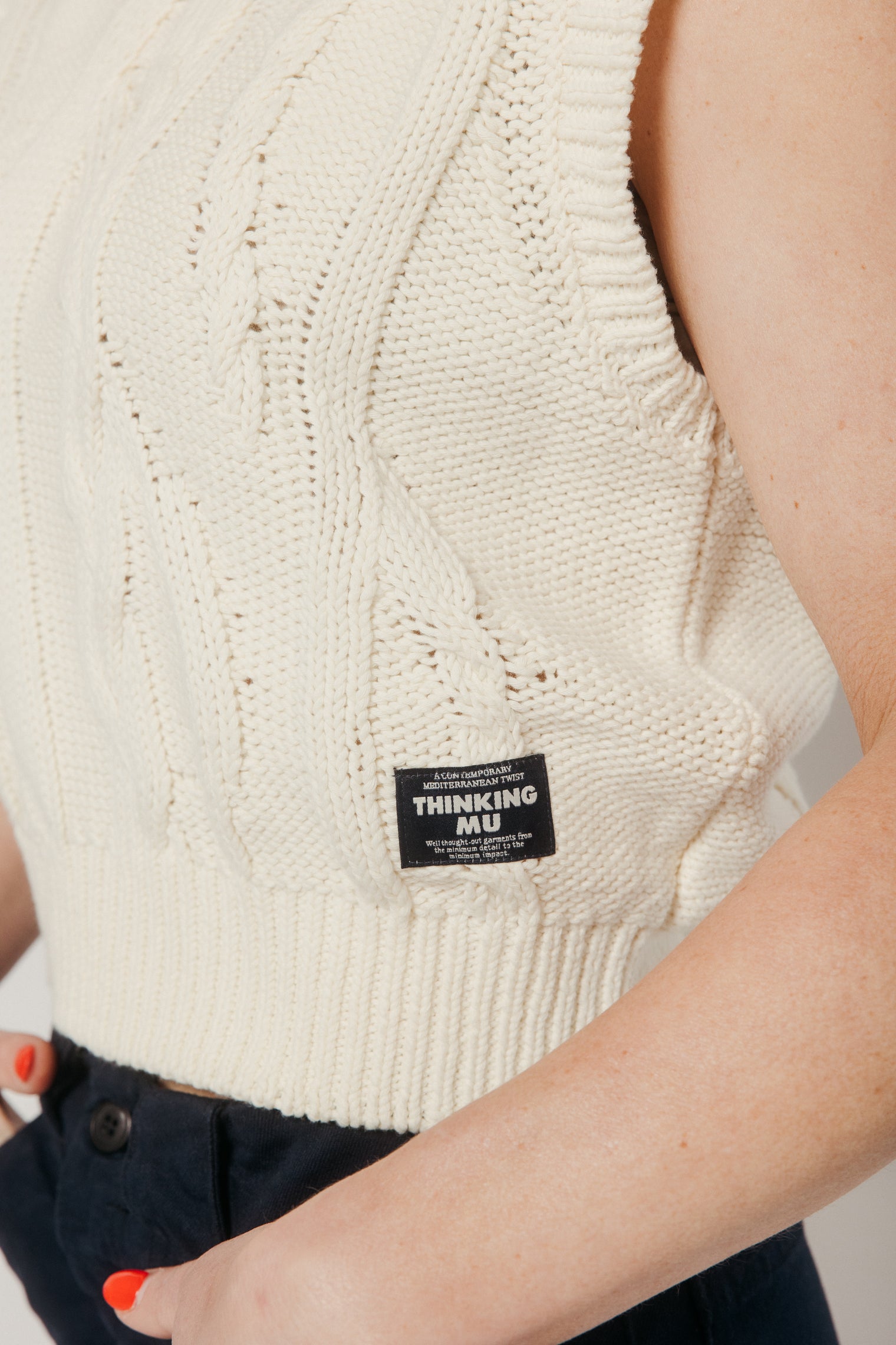 Ecru Aria Knitted Vest Ecru Women's Tops Thinking Mu