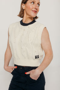 Ecru Aria Knitted Vest Ecru Women's Tops Thinking Mu