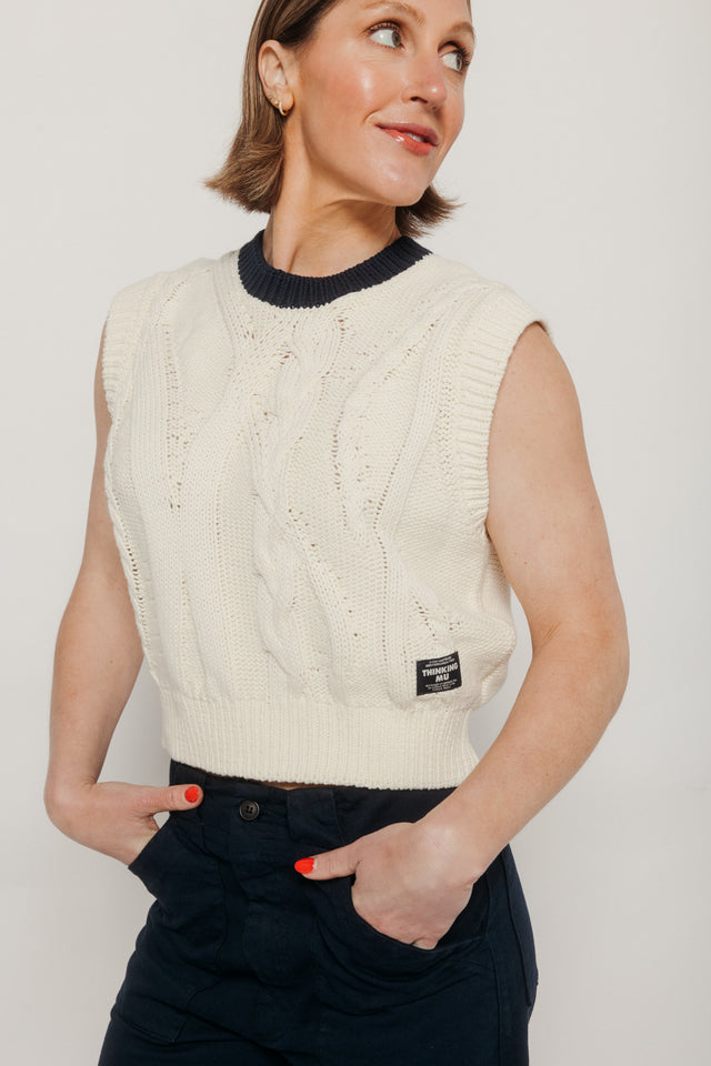 Ecru Aria Knitted Vest Ecru Women's Tops Thinking Mu