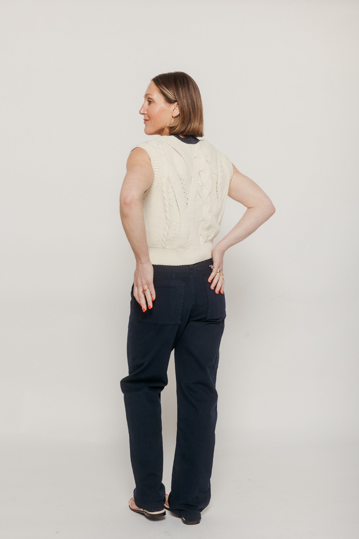 Ecru Aria Knitted Vest Ecru Women's Tops Thinking Mu
