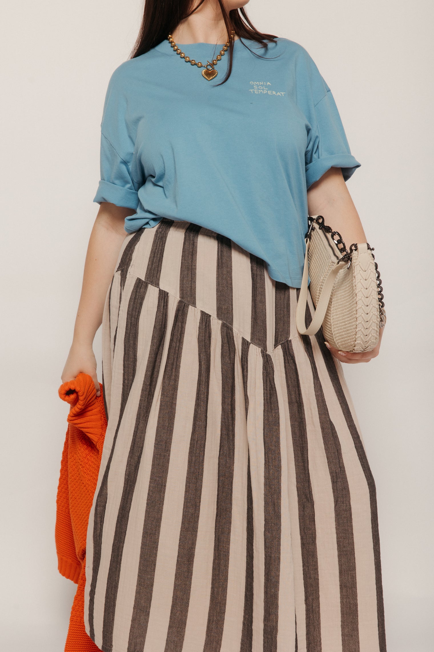 Jessie Skirt Oat + Black Stripe Women's Bottoms Skirt Curator