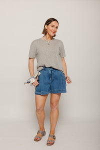 Sloane Cashmere T-Shirt Heather Grey Women's Tops One Grey Day