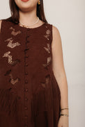 Sally Cutwork Maxi Dress Brown Women's Dresses Tach Clothing