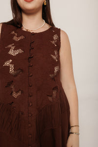 Sally Cutwork Maxi Dress Brown Women's Dresses Tach Clothing
