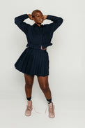 Neo Pinstripe Pleat Skirt Navy Women's Bottoms Skirt Norr