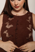 Sally Cutwork Maxi Dress Brown Women's Dresses Tach Clothing