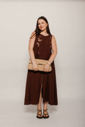 Sally Cutwork Maxi Dress Brown Women's Dresses Tach Clothing