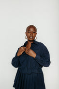 Neo Pinstripe Short Shirt Navy Women's Tops Norr