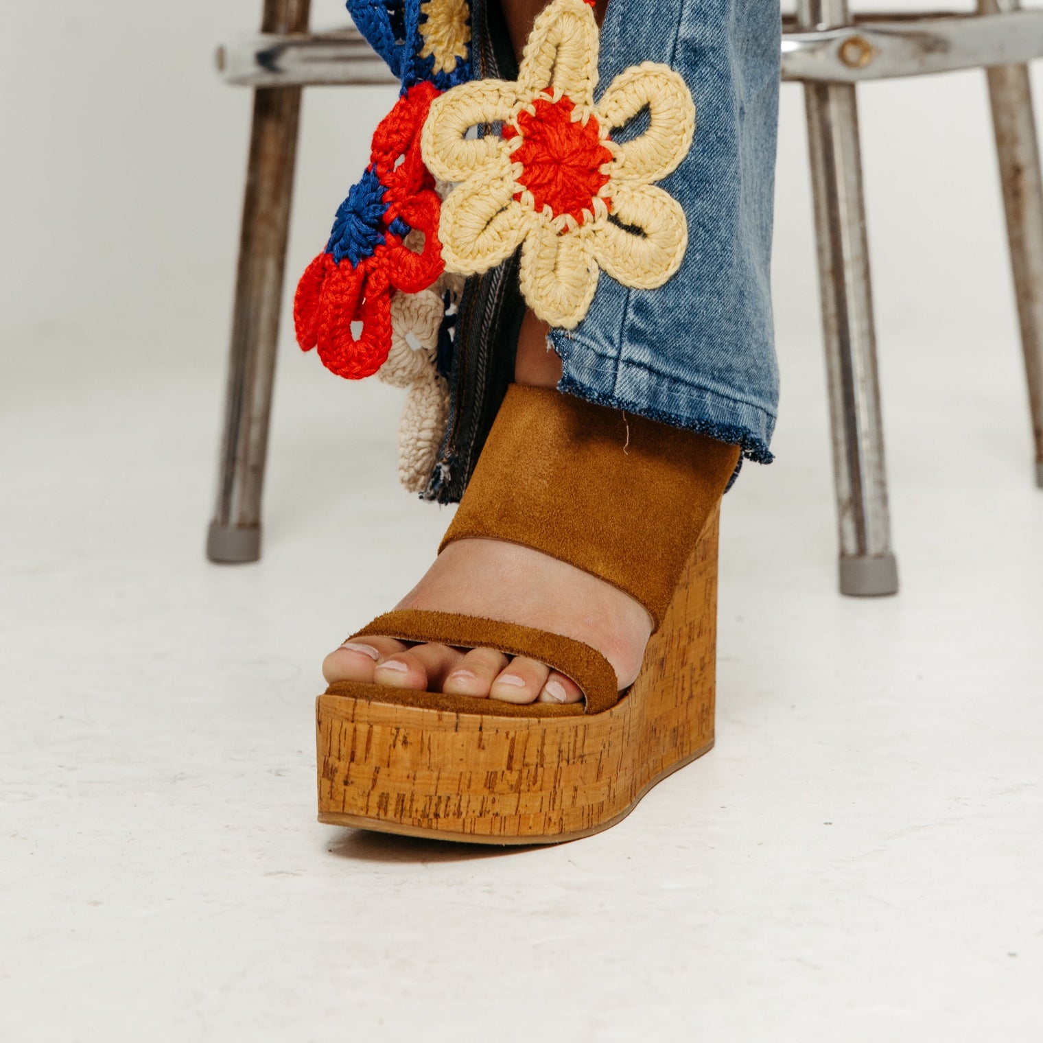 Aurora Cognac Women's Sandals Platforms Antelope
