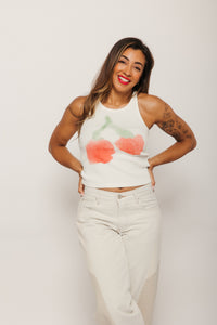 Blurry Cherry Harriet Top White Women's Tops Thinking Mu