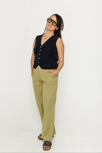 Harper Wide Leg Trousers Avocado Stripe Women's Bottoms Bibico