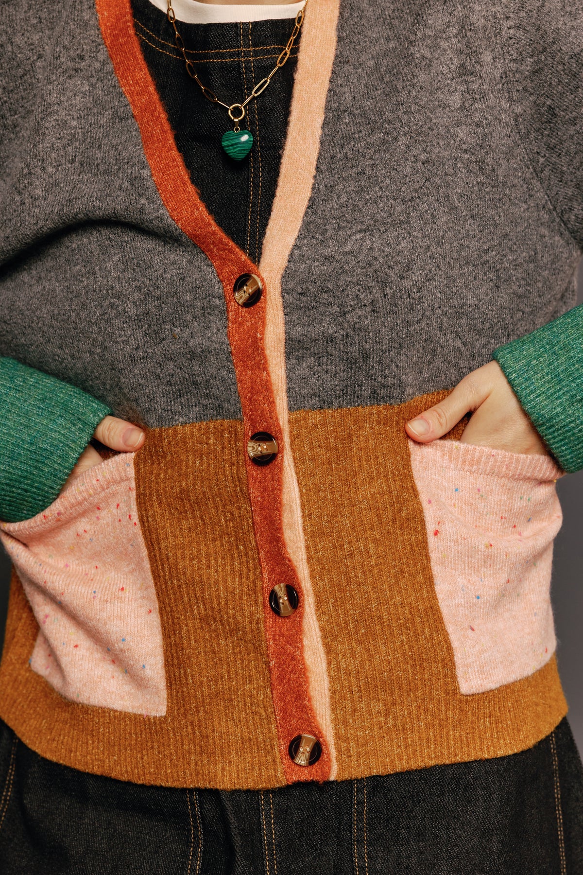 Remi Cardigan Grey Multi Women's Tops Boom Shankar