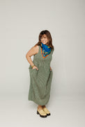 Elaine Midi Dress Double Gauze Green Stripe Women's Dresses Bibico