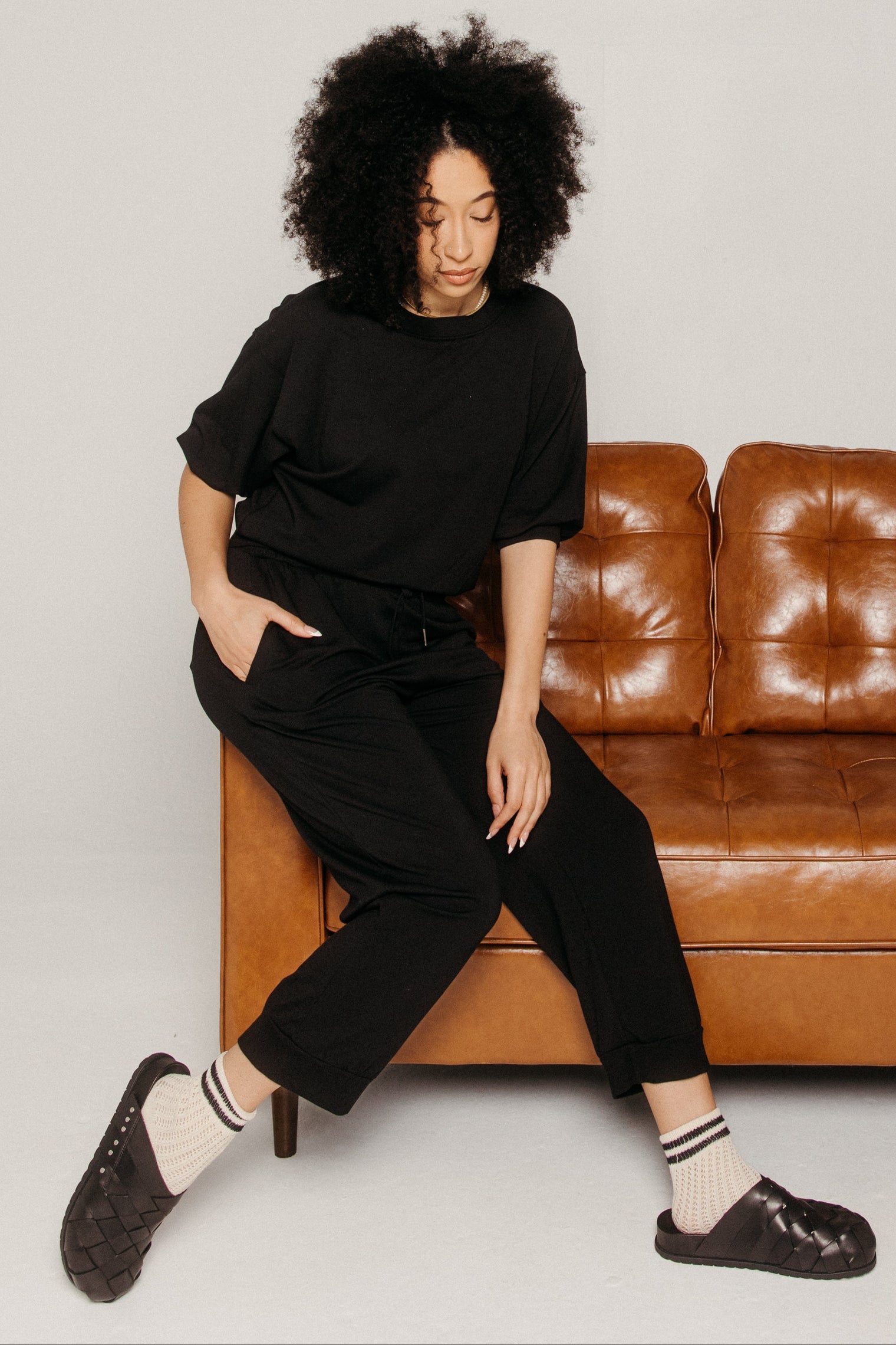 Crop Jogger Black Women's Bottoms MILA