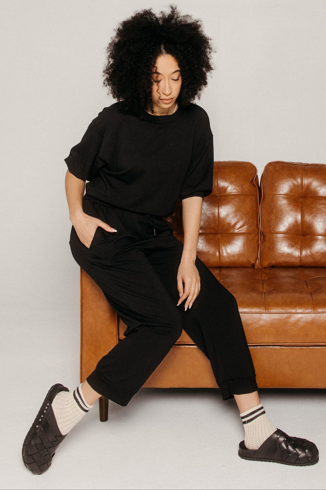 Crop Jogger Black Women's Bottoms MILA