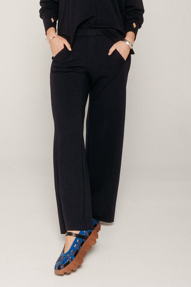Elastic Waist Pant Navy Women's Bottoms MILA