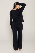 Elastic Waist Pant Navy Women's Bottoms MILA