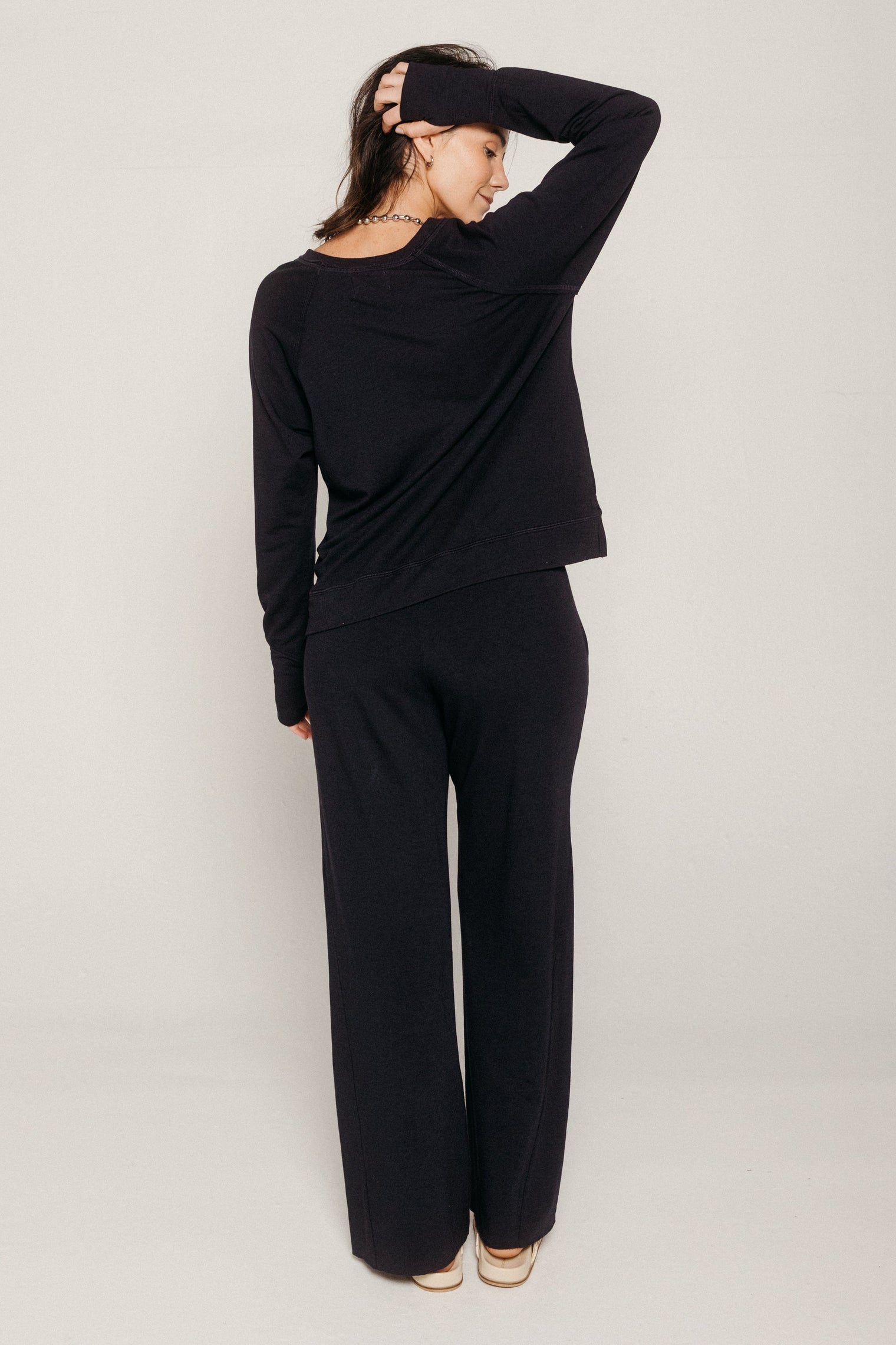 Elastic Waist Pant Navy Women's Bottoms MILA