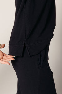 V Neck Long Sleeve Navy Women's Tops MILA