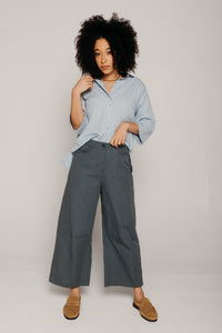 Alicia Barrel Leg Trousers Striped Slate Women's Bottoms Bibico