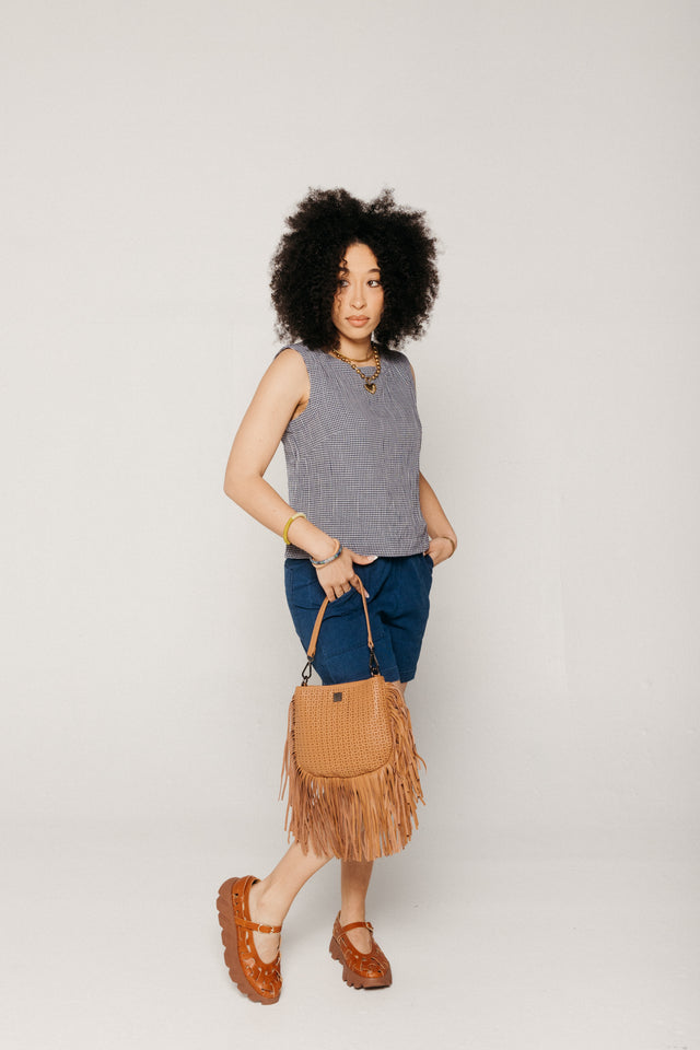 Pippa Top Little Check Navy Women's Tops Bibico