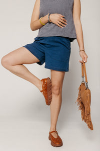 Petra Shorts Textured Denim Women's Bottoms Bibico