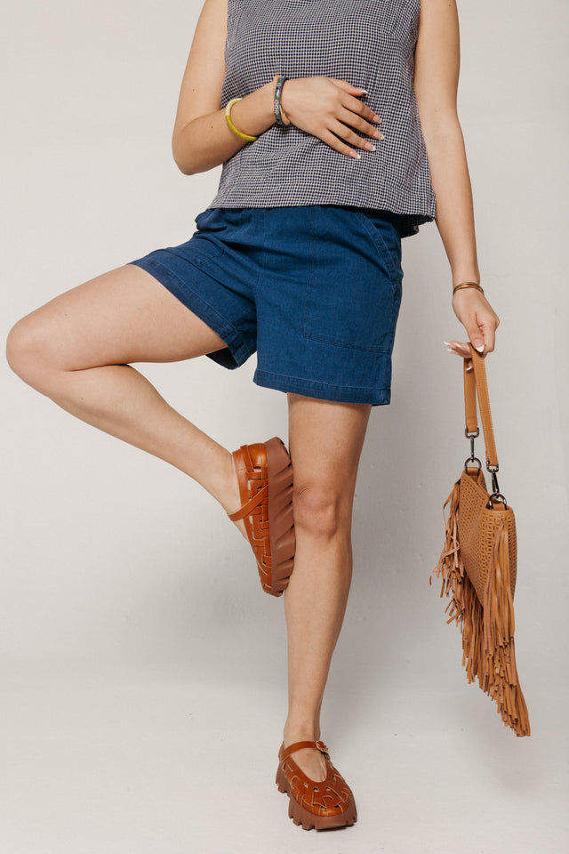 Petra Shorts Textured Denim Women's Bottoms Bibico