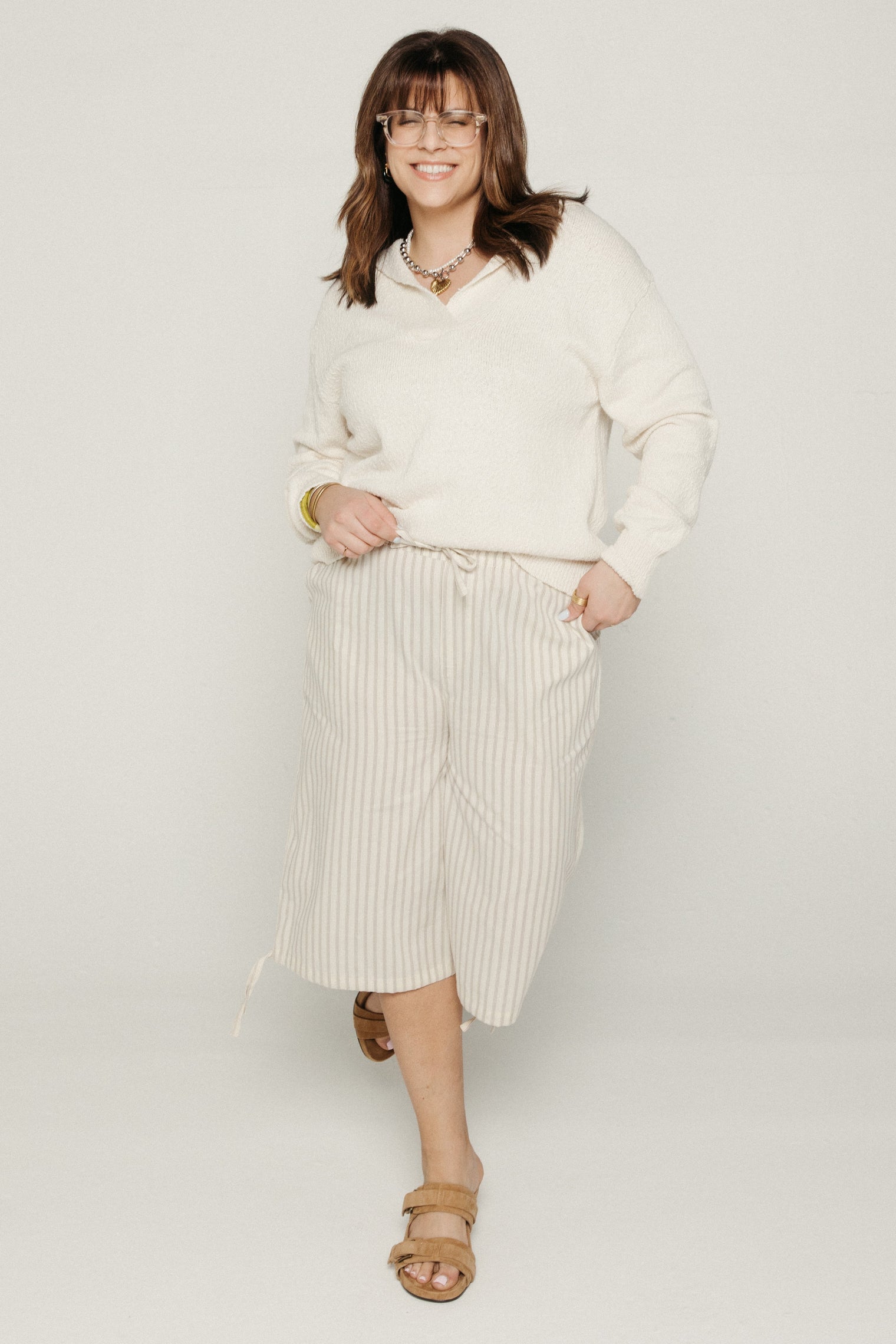 Catarina Capri Pants Yellow/Brown Stripe Women's Bottoms Hosbjerg