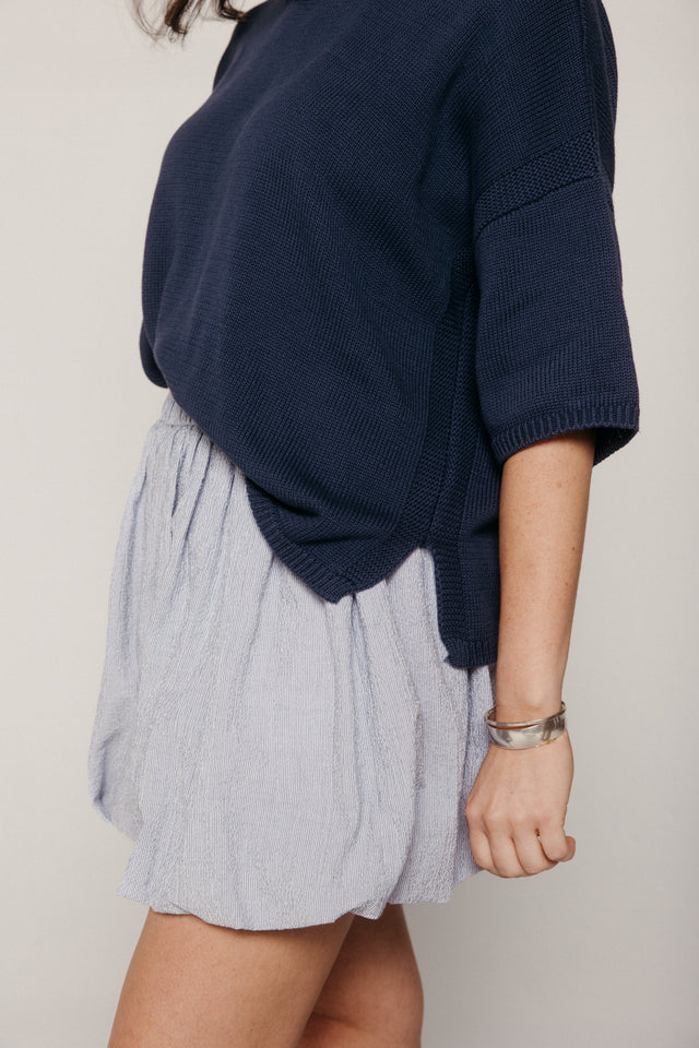 Cloe Woman Short Skirt Summer Midnight Pinstripe Women's Bottoms Skirt The New Society