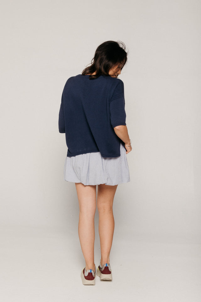 Cloe Woman Short Skirt Summer Midnight Pinstripe Women's Bottoms Skirt The New Society