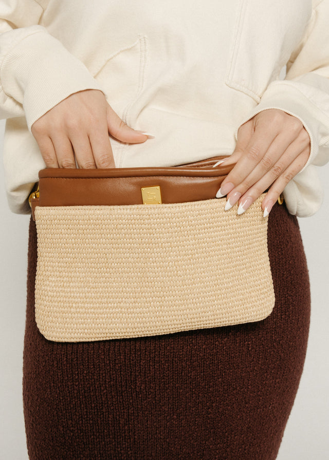 Yacht Bum Bag 2.0 Dune Raffia & Saddle Gifts + Accessories Bags Think Royln