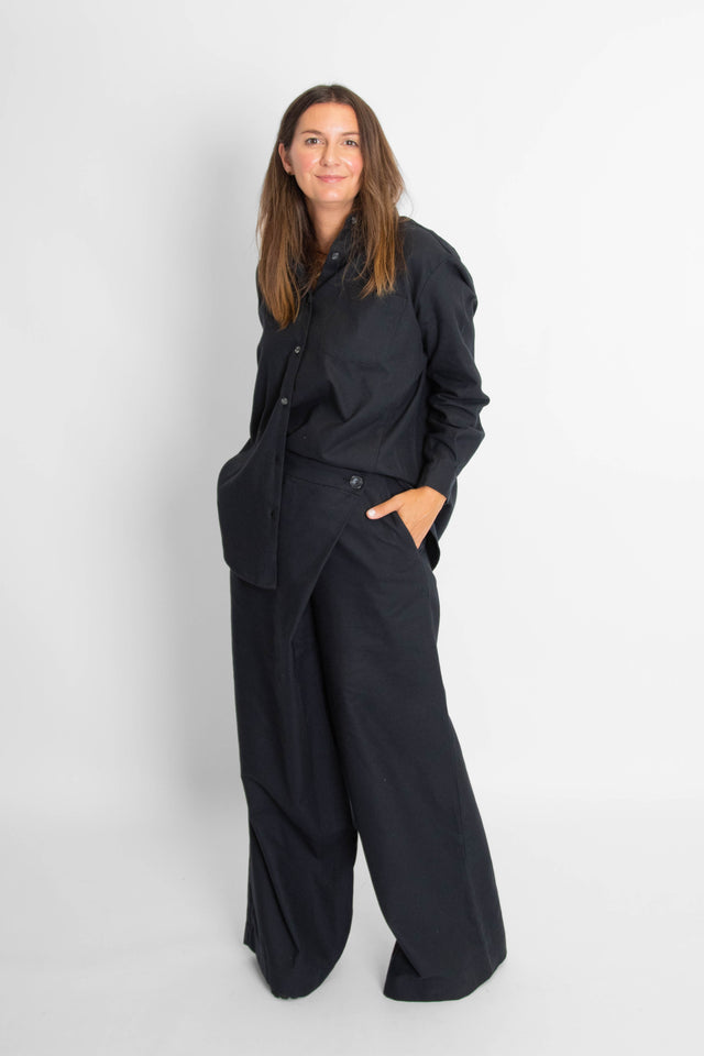 Wrap Trousers Black Women's Bottoms Cossac