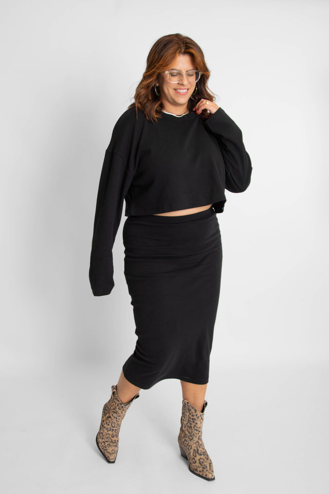 Long Sleeve Top Black Women's Tops Cossac