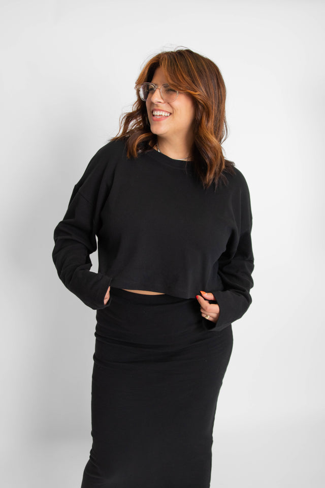 Long Sleeve Top Black Women's Tops Cossac