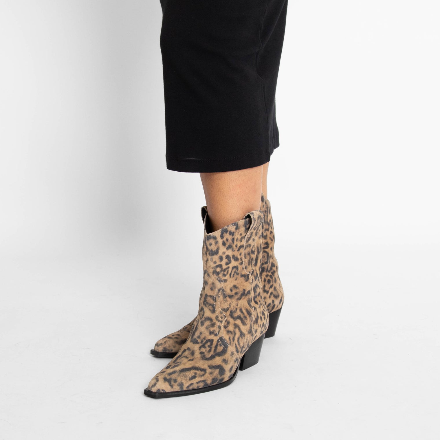 Cat Nap Cowboy Boot Leopard Suede