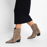 Cat Nap Cowboy Boot Leopard Suede