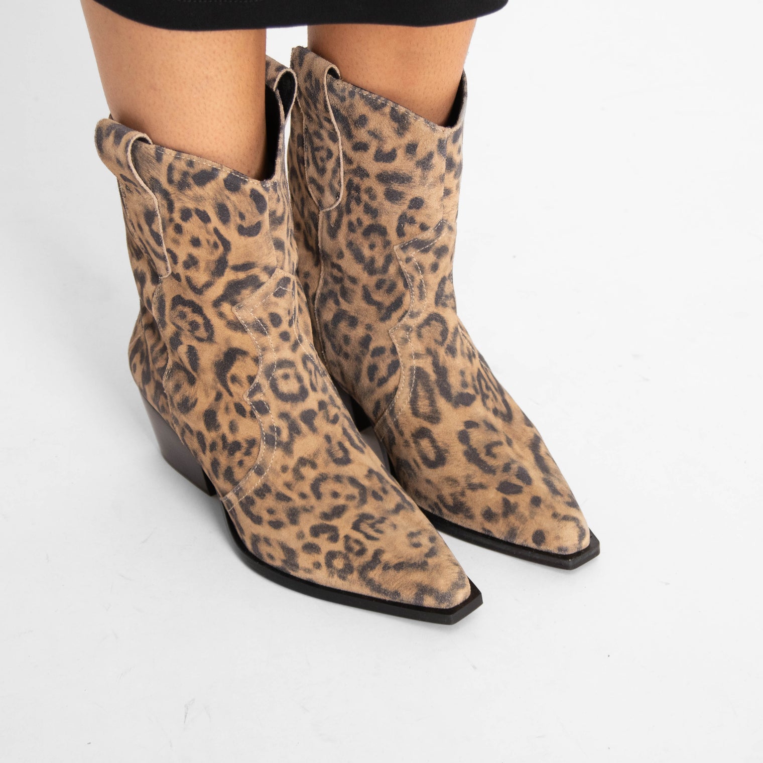 Cat Nap Cowboy Boot Leopard Suede