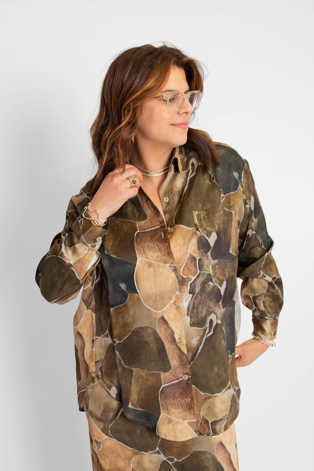 Wide Shirt Print Women's Tops Cossac