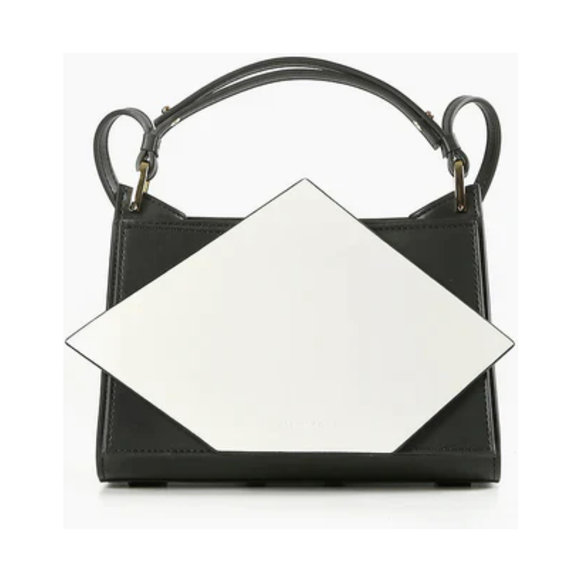 Women's modern leather handbag SQUARE INSERT WHITE by ALL BLACK