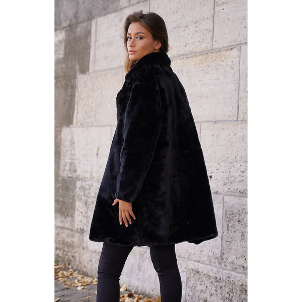 FAUX FUR COAT BLACK Women's Outerwear Choklate Paris    