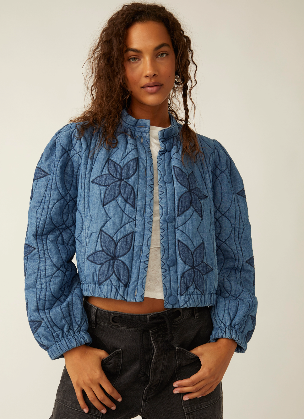 Quinn Quilted Jacket Indigo Women's Outerwear Free People    